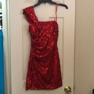 Red, sequined homecoming dress